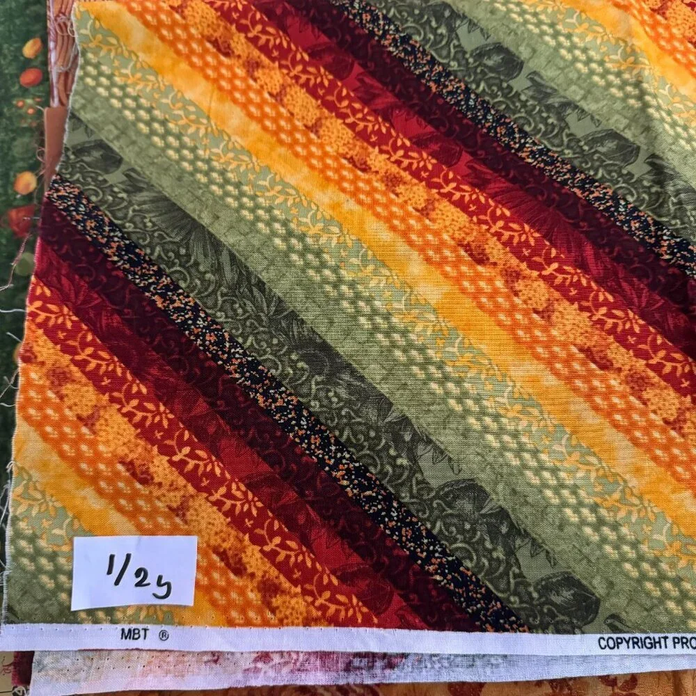 3 1/2 + yards Cotton Quilt Fabric Bundle Rust Green Craft Fall Material #987